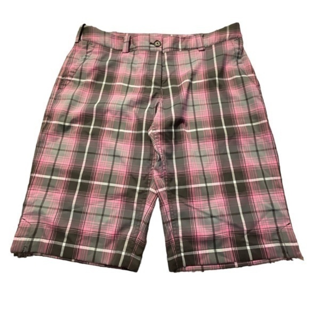 Nike Pink and Gray Plaid Women's Bermuda Shorts